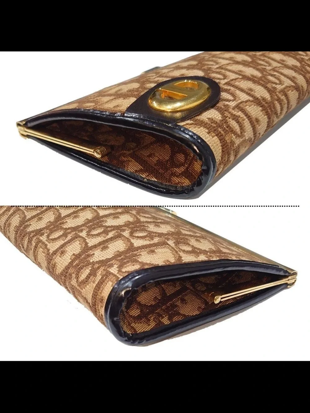 Dior Brown Monogram Clutch with Gold-Tone Accent